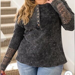 BiBi Stonewashed Thermal Henley